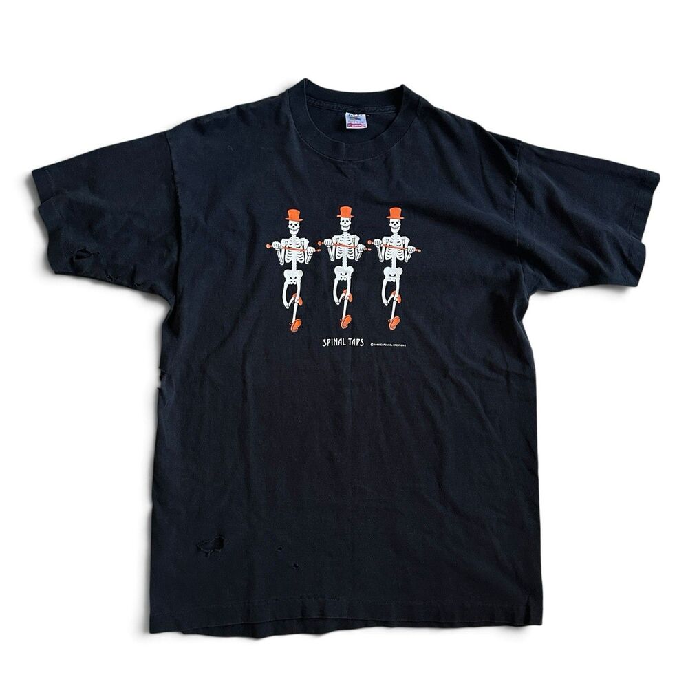 Vintage 1990 Spinal Taps Skeleton T-Shirt XL Fruit of the Loom USA Single-Stitch